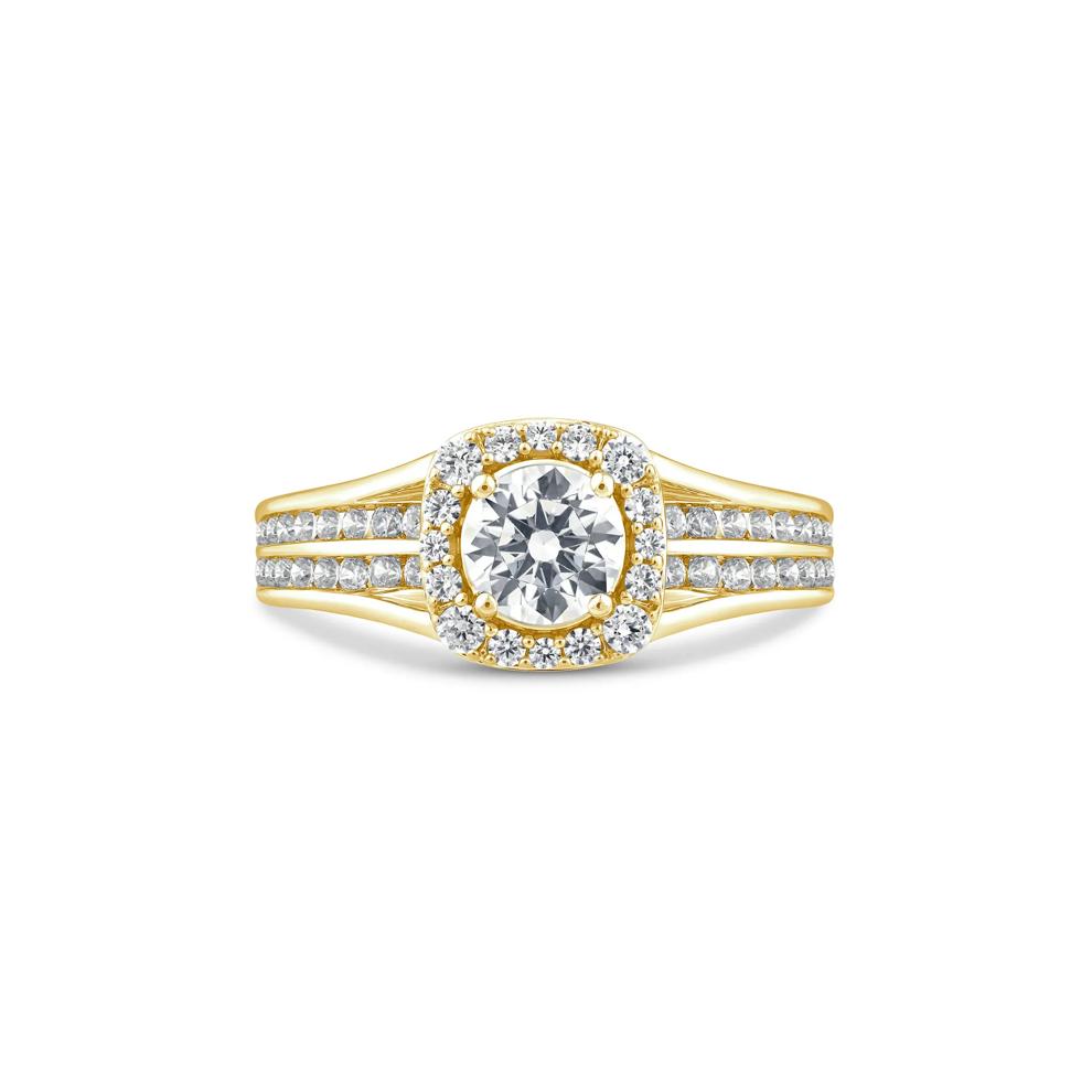 Lab Grown Diamond Halo Engagement Ring in 10K Yellow Gold (1 1/4 ct. tw.) – Image 1 of 3