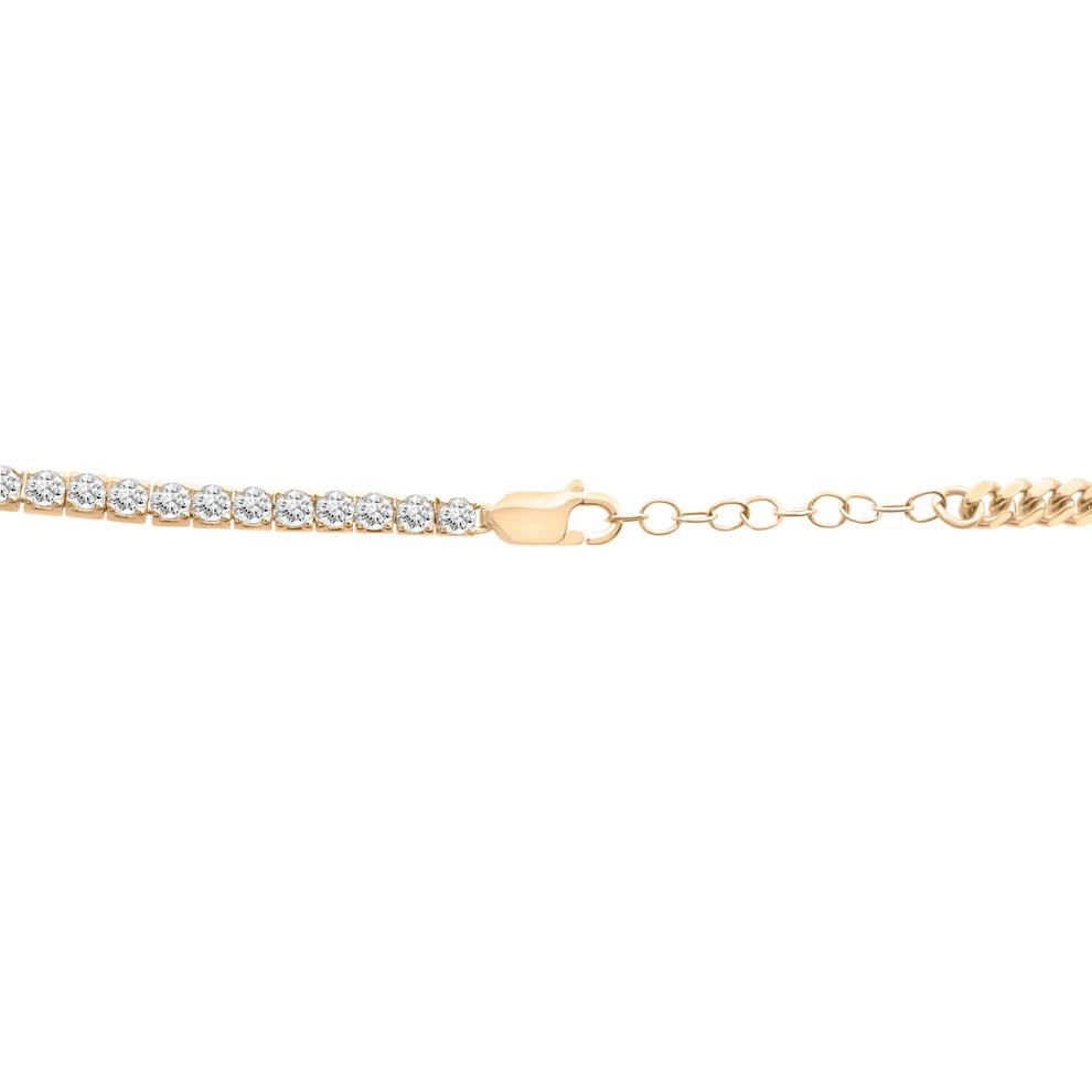 Lab-Created White Sapphire Tennis and Curb Link Necklace in Vermeil – Image 4 of 8