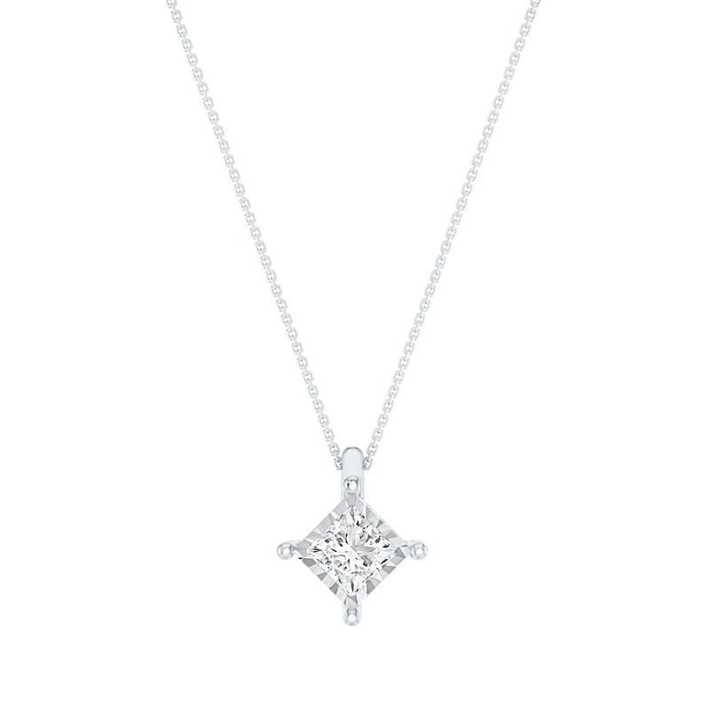 Lab Grown Princess-Cut Diamond Illusion Pendant in 10K White Gold &#40;1/3 ct. tw.&#41; – Image 1 of 3