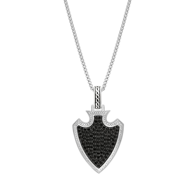 Men&#39;s Black Diamond Shield Pendant in Sterling Silver &#40;1 1/3 ct. tw.&#41; – Image 1 of 4