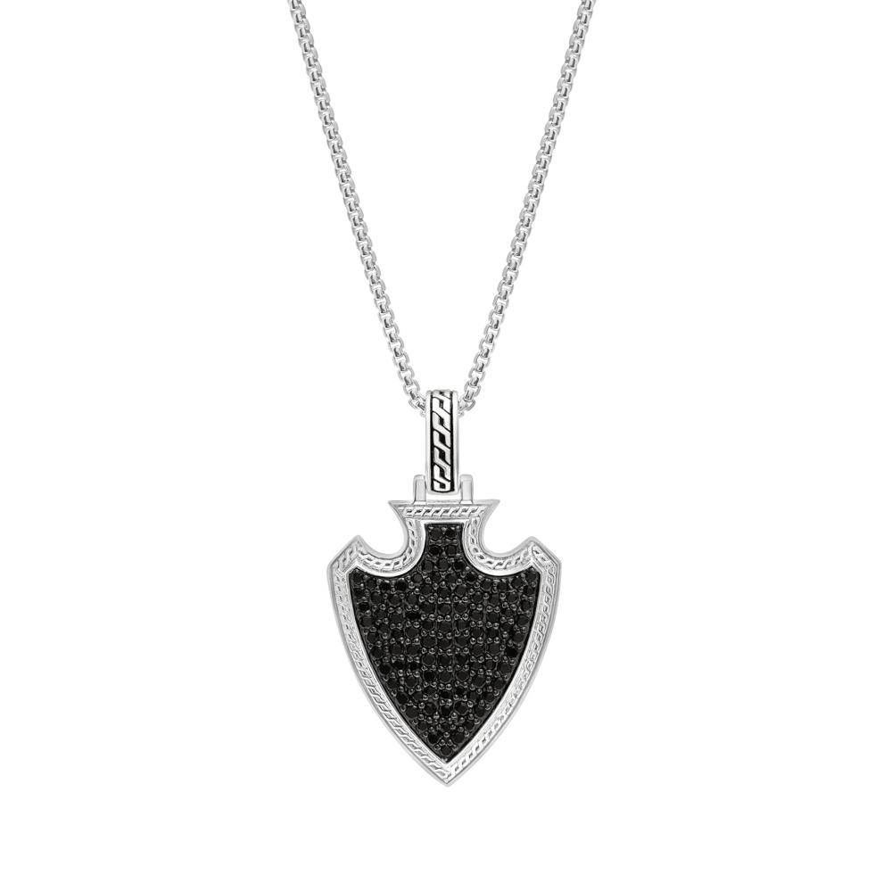 Men's Black Diamond Shield Pendant in Sterling Silver (1 1/3 ct. tw.) – Image 1 of 4