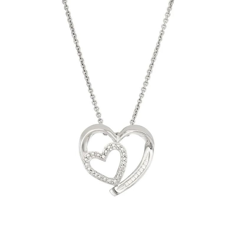 Diamond Double Heart Bracelet, Pendant &amp; Earrings Box Set in Sterling Silver – Image 2 of 4