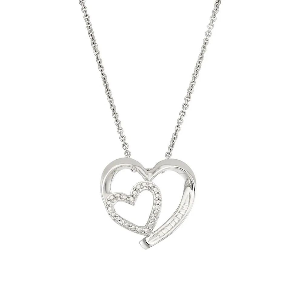 Diamond Double Heart Bracelet, Pendant &amp; Earrings Box Set in Sterling Silver – Image 2 of 4