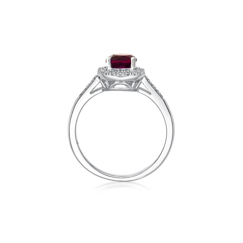 Lab Created Ruby &amp; 1/8 ct. tw. Diamond Ring in Sterling Silver – Image 2 of 3