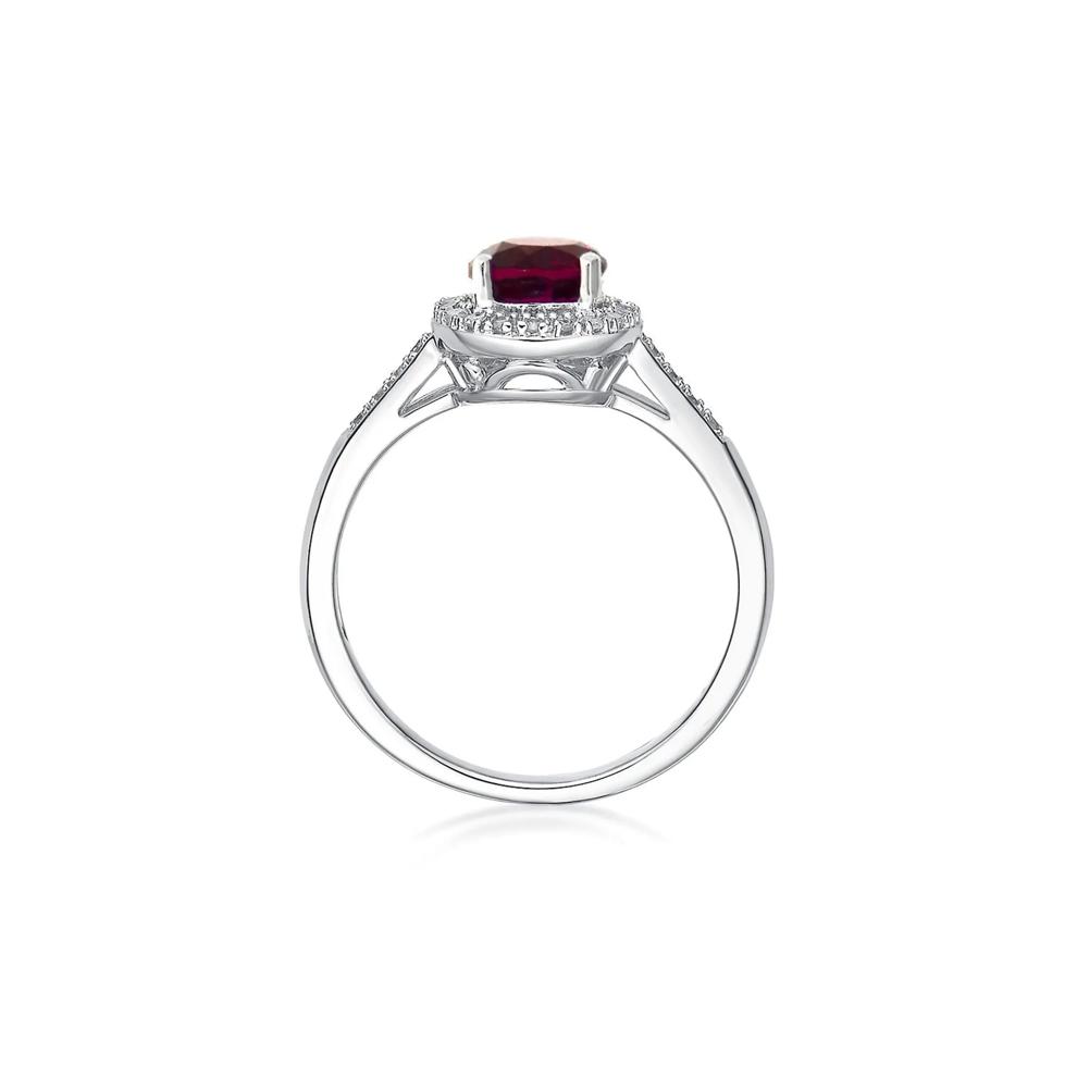 Lab Created Ruby &amp; 1/8 ct. tw. Diamond Ring in Sterling Silver – Image 2 of 3