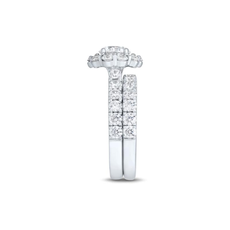 Lab Grown Diamond Round Halo Bridal Set in 14K White Gold &#40;3 ct. tw.&#41; – Image 3 of 6
