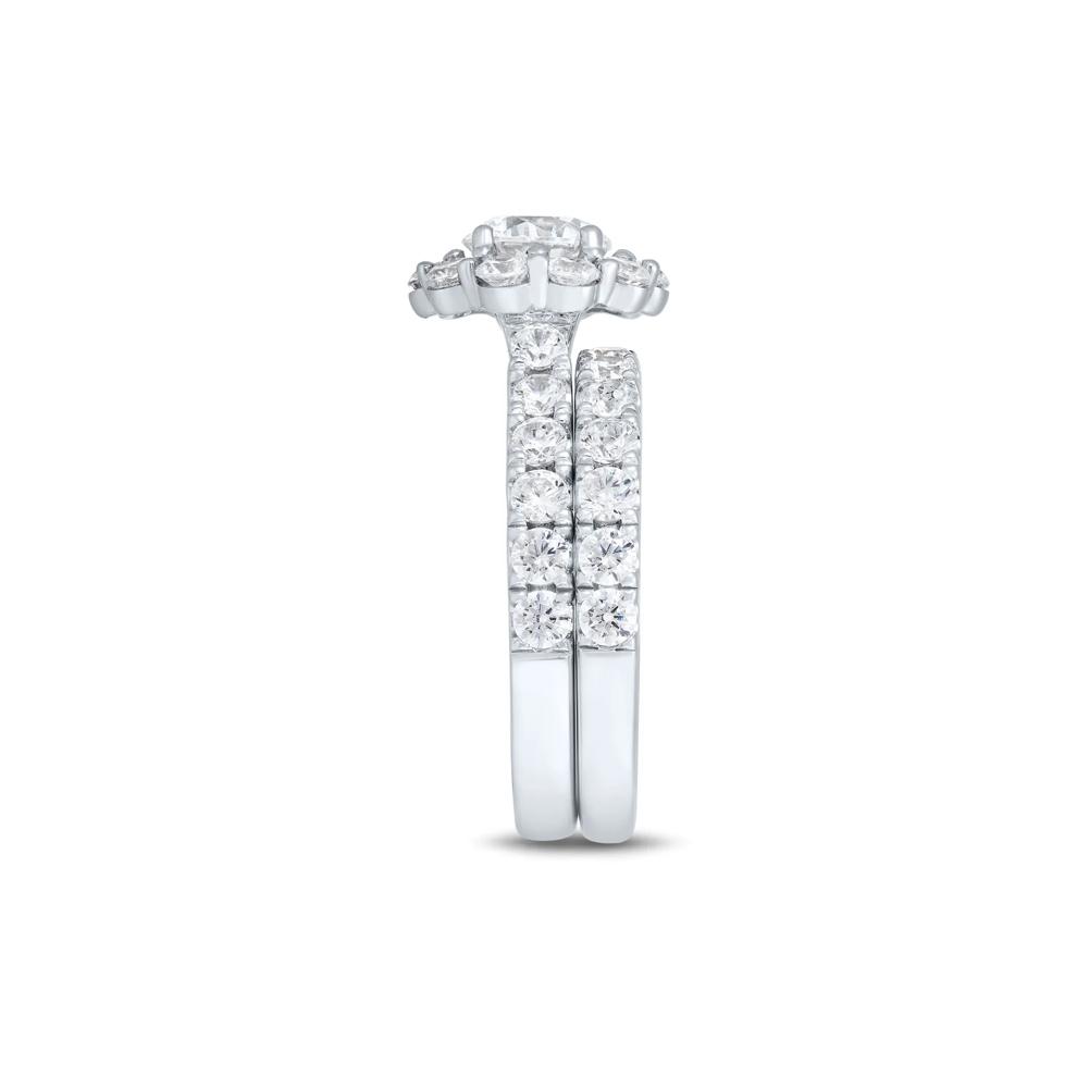 Lab Grown Diamond Round Halo Bridal Set in 14K White Gold (3 ct. tw.) – Image 3 of 6