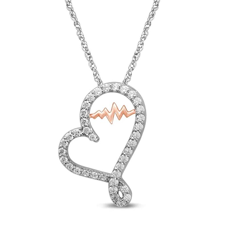 The Beat of Your Heart&amp;&#35;174; 1/2 ct. tw. Diamond Heart Pendant in 10K White &amp; Rose Gold – Image 1 of 2