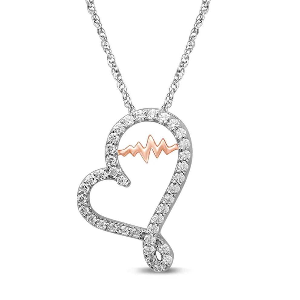The Beat of Your Heart&amp;#174; 1/2 ct. tw. Diamond Heart Pendant in 10K White &amp; Rose Gold – Image 1 of 2
