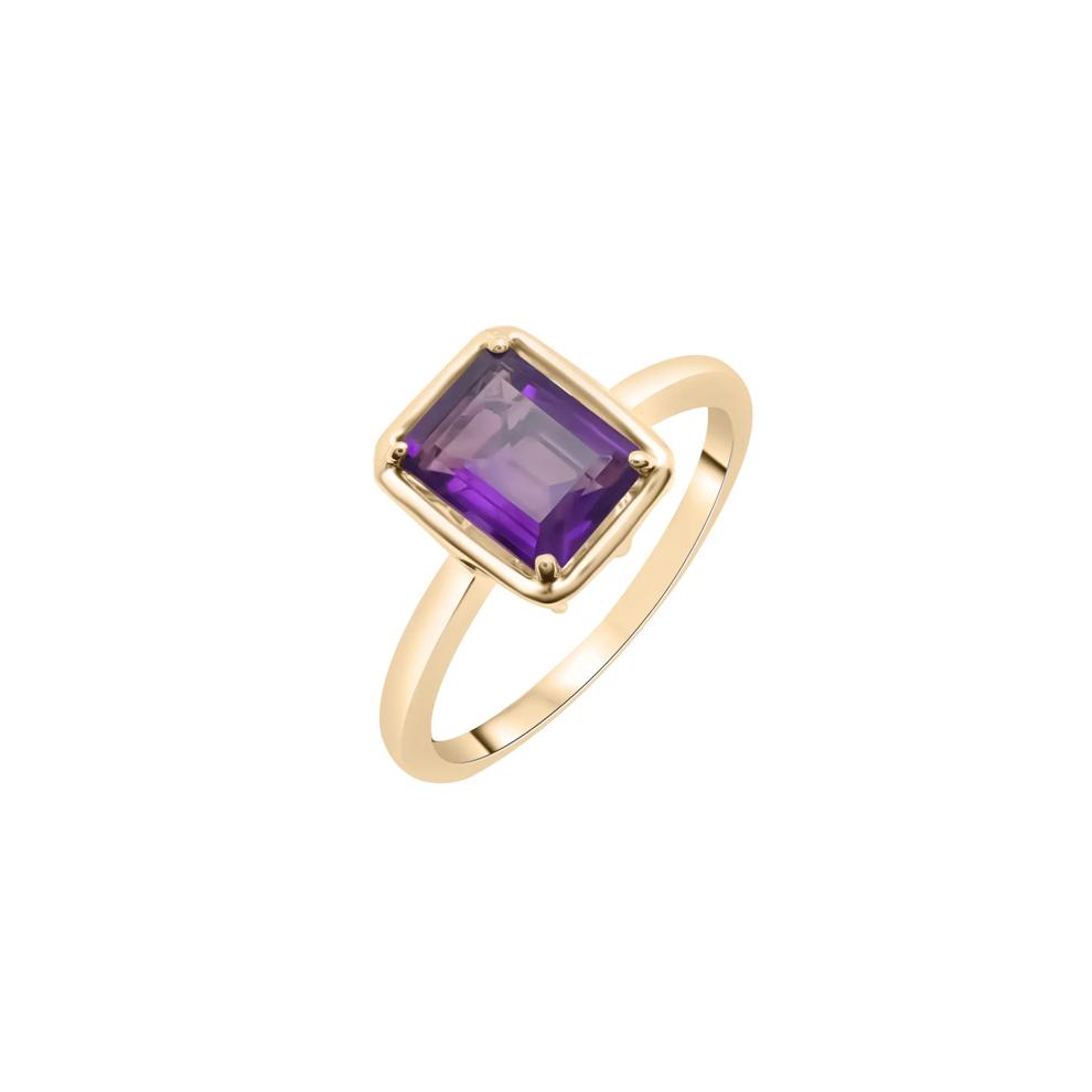 Faux-Bezel Amethyst Ring in 10K Yellow Gold – Image 5 of 5