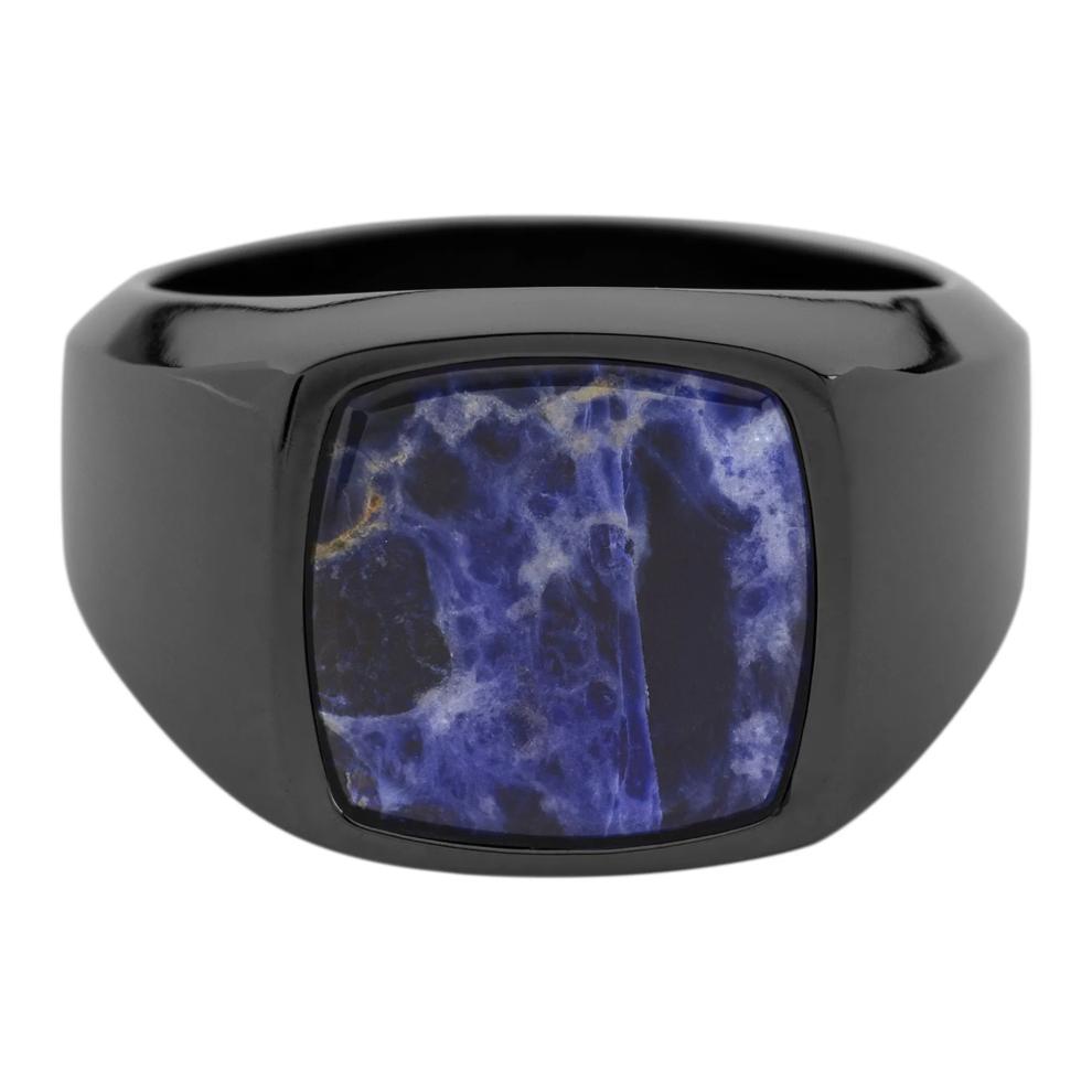Cushion Signet Ring with Sodalite Inlay in Zirconium – Image 1 of 3