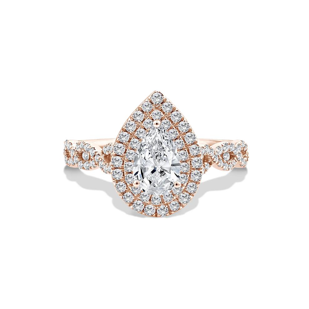Lab Grown Diamond Pear-Shaped Center Halo Engagement Ring in 10K Rose Gold (1 1/5 ct. tw.) – Image 1 of 4
