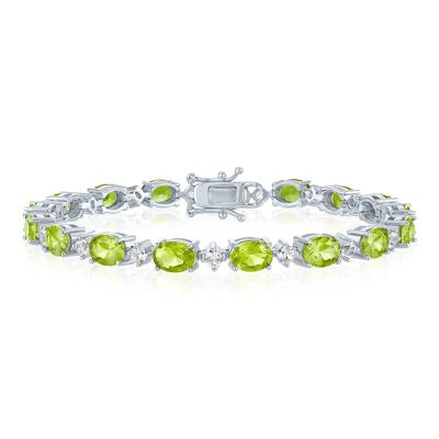 Peridot and Lab-Created White Sapphire Bracelet in Sterling Silver
