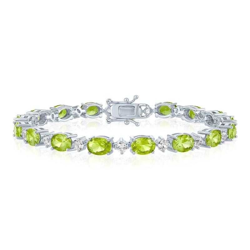 Peridot and Lab-Created White Sapphire Bracelet in Sterling Silver – Image 1 of 1