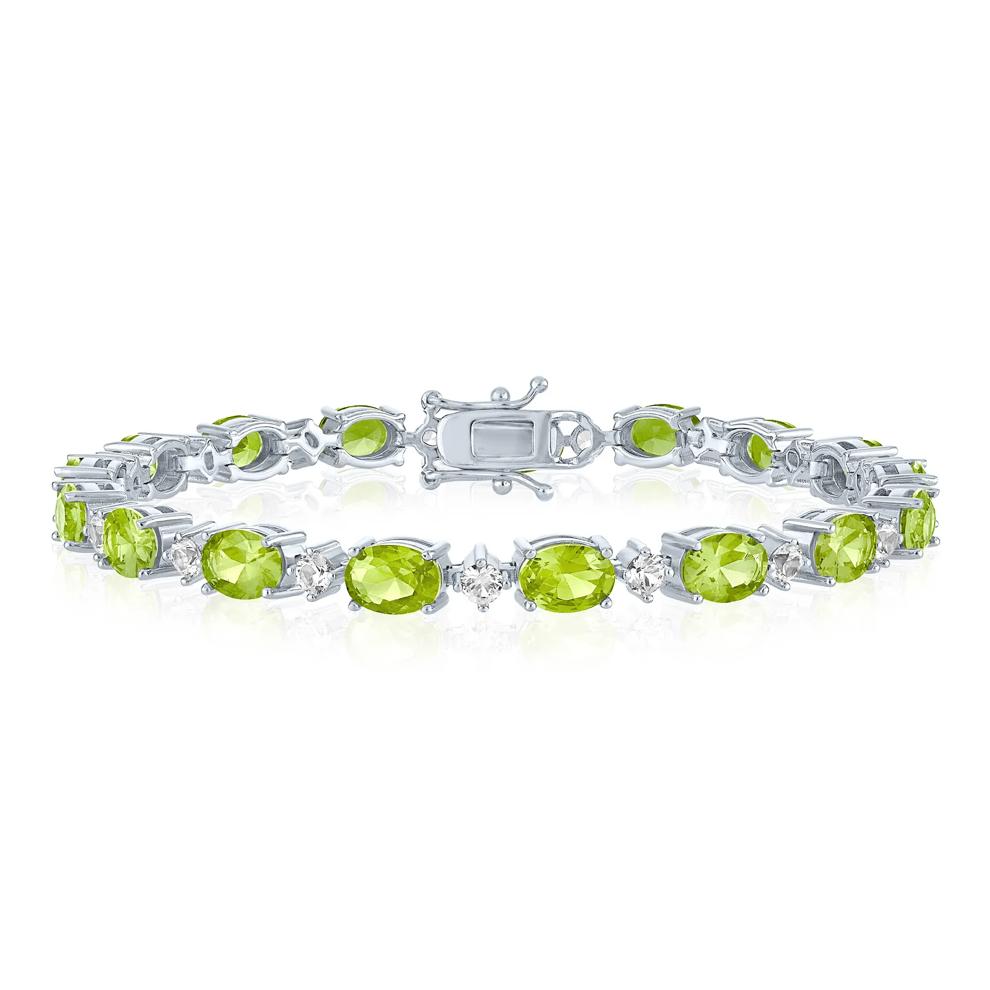Peridot and Lab-Created White Sapphire Bracelet in Sterling Silver – Image 1 of 1