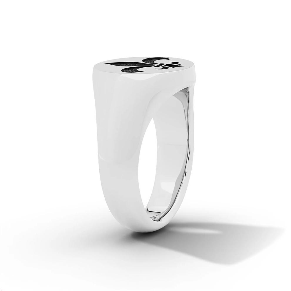 Men's Fleur De Lis Oval Signet Ring in Cobalt Chrome – Image 3 of 4