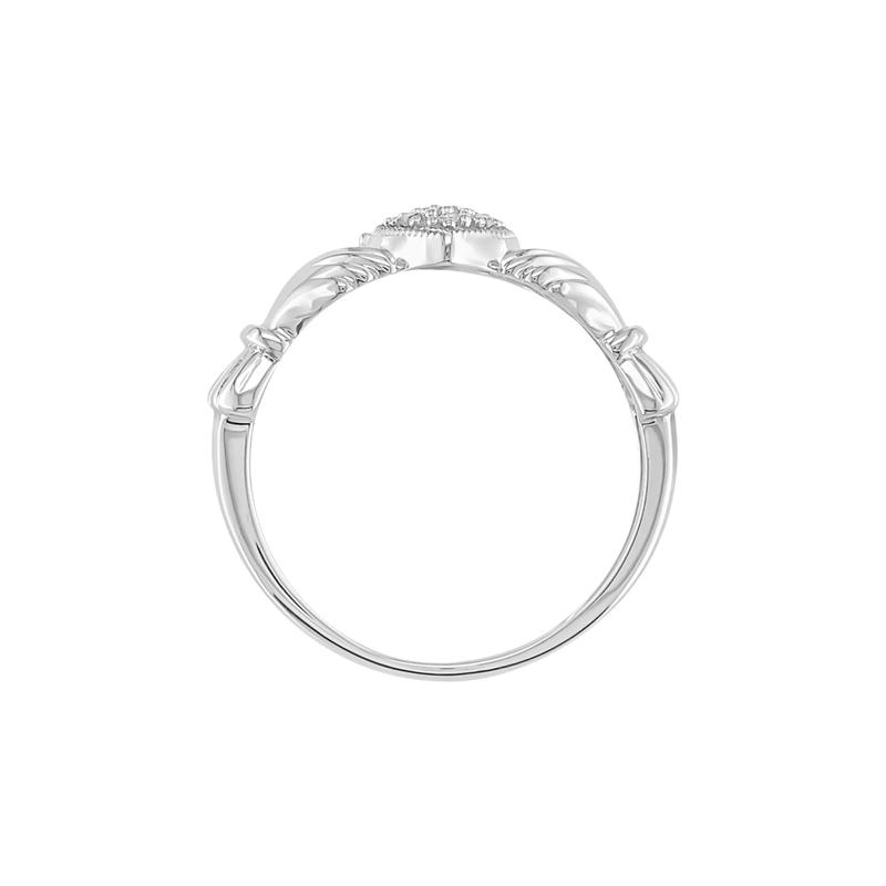 Irish Claddagh Ring with Diamond Accents in 10K White Gold – Image 2 of 3