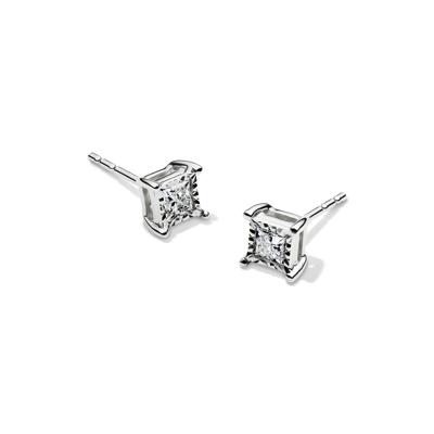 Lab Grown Princess-Cut Diamond Illusion Stud Earrings in 10K Gold