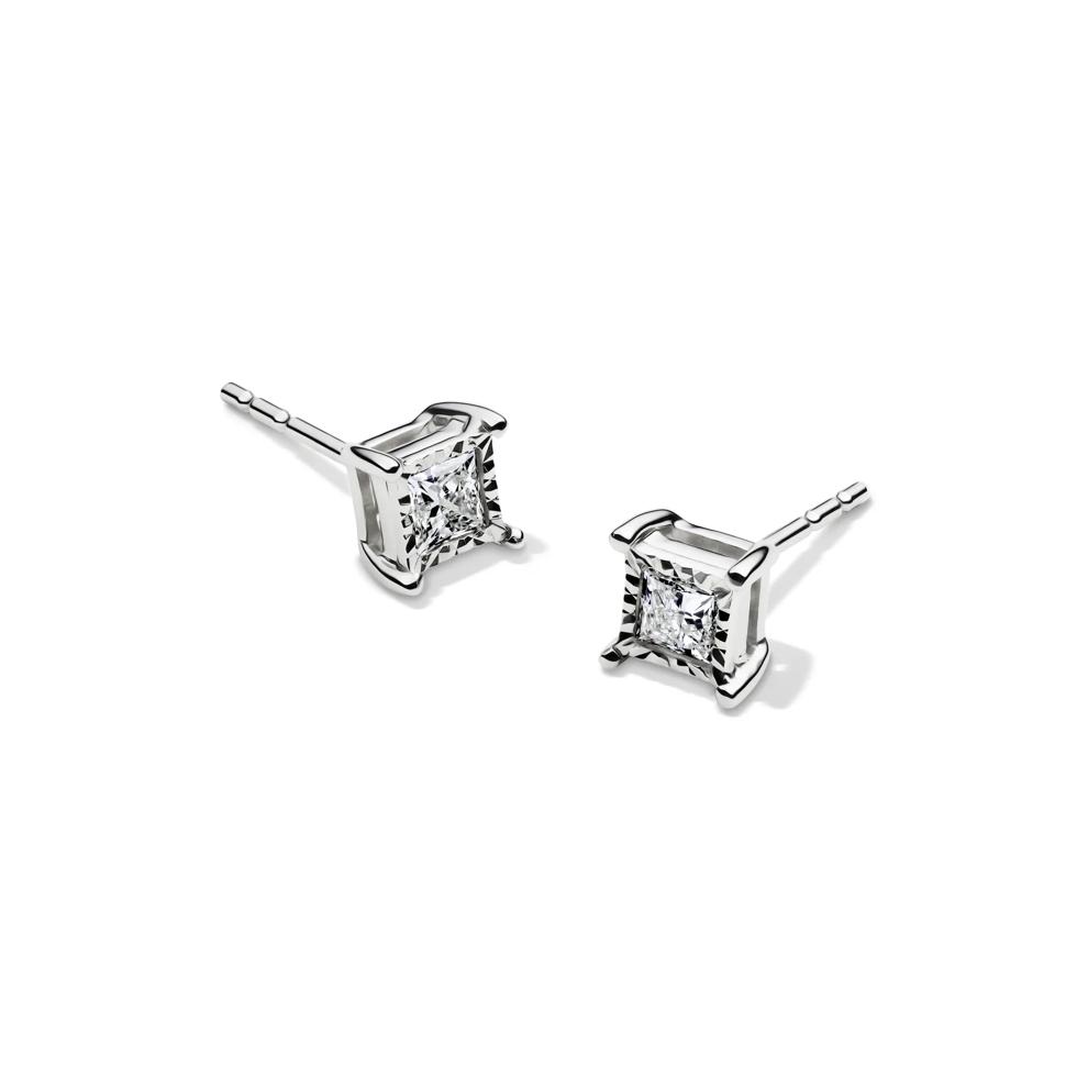 Lab Grown Princess-Cut Diamond Illusion Stud Earrings in 10K White Gold (1/3 ct. tw.) – Image 1 of 3