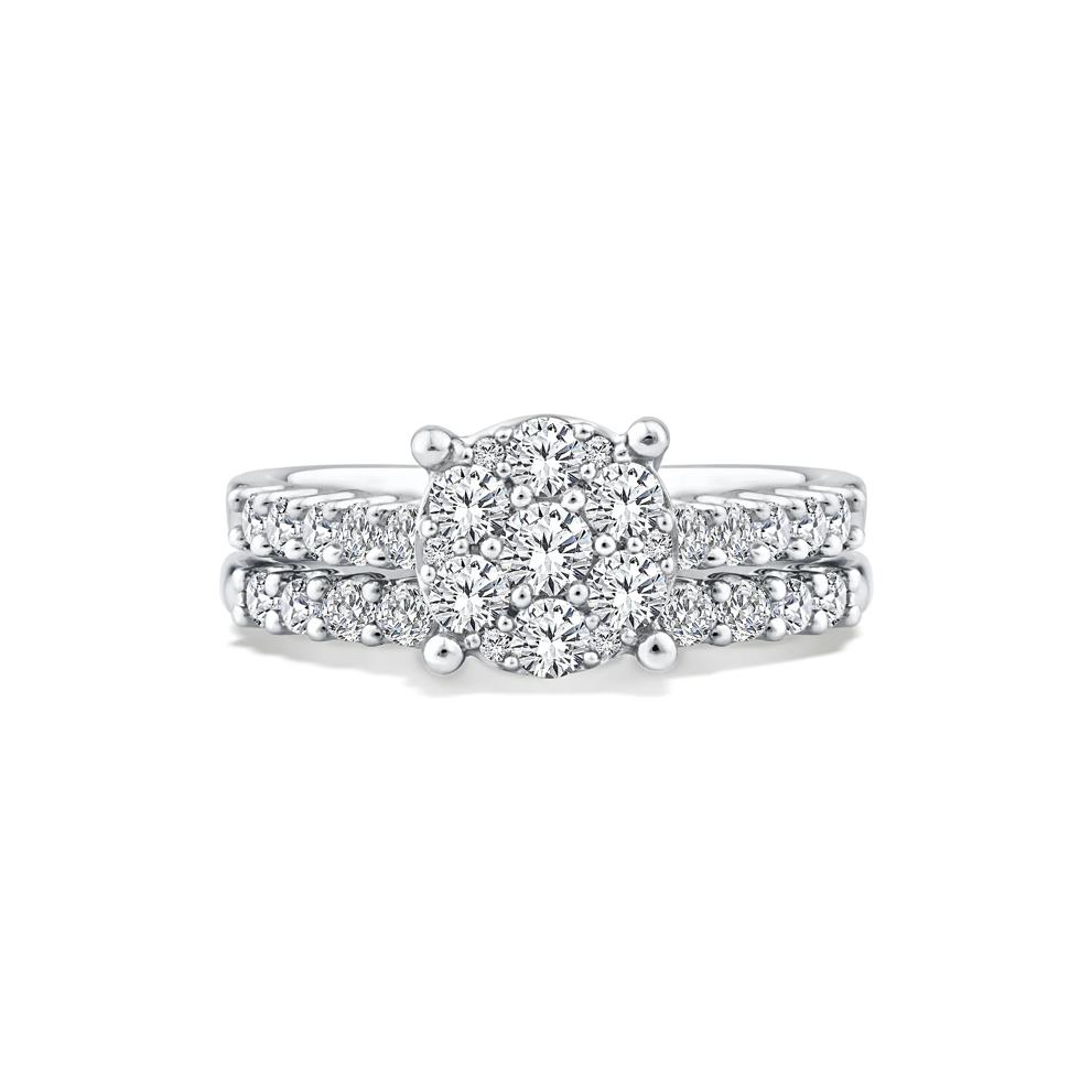 Diamond Round Composite Engagement Set in 10K White Gold (1 ct. tw.) – Image 1 of 6
