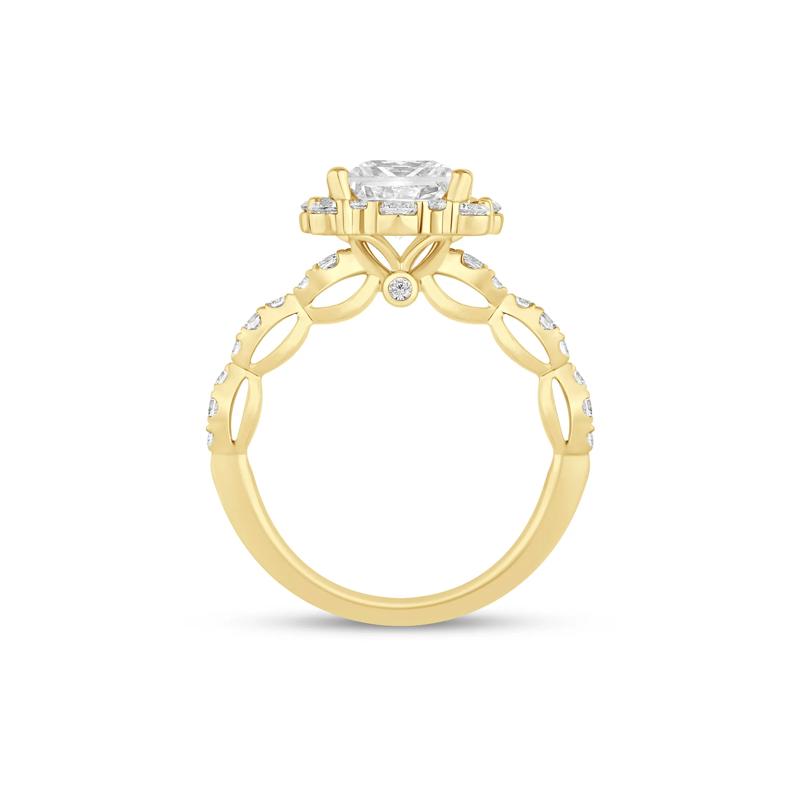 Lab Grown Diamond Princess-Cut Halo Engagement Ring in 14K Yellow Gold &#40;2 3/4 ct. tw.&#41; – Image 2 of 3