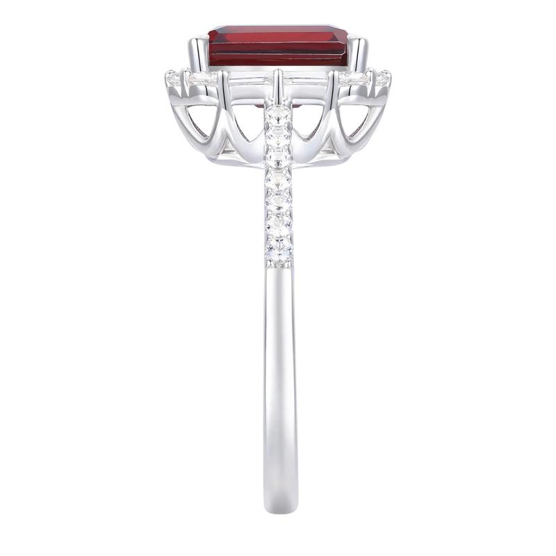 Garnet &amp; Lab-Created White Sapphire Ring, Earring, &amp; Pendant Set in Sterling Silver – Image 8 of 8