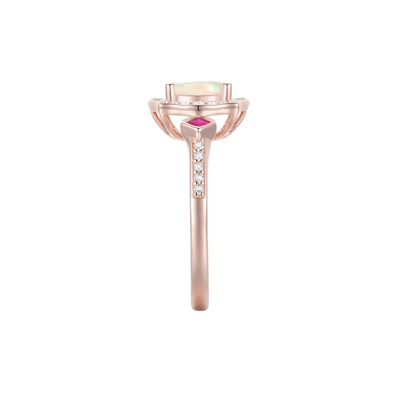 Opal, Ruby &amp; Diamond Ring in 10K Rose Gold &#40;1/5 ct. tw.&#41; – Image 3 of 3