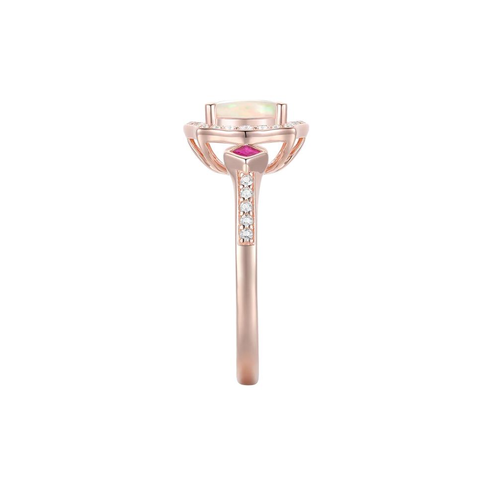 Opal, Ruby &amp; Diamond Ring in 10K Rose Gold (1/5 ct. tw.) – Image 3 of 3