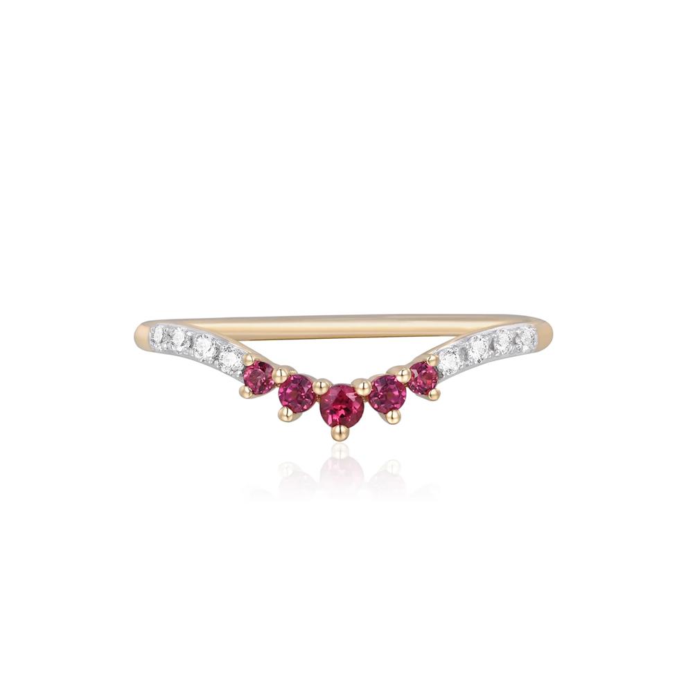 Rhodolite Garnet and Lab-Created White Sapphire Contour Ring in 10K Yellow Gold – Image 1 of 3