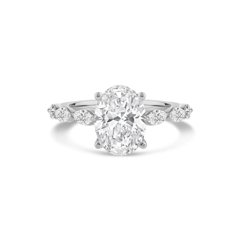 Lab Grown Oval Diamond Engagement Ring in 14K White Gold &#40;3 3/4 ct. tw.&#41; – Image 1 of 4