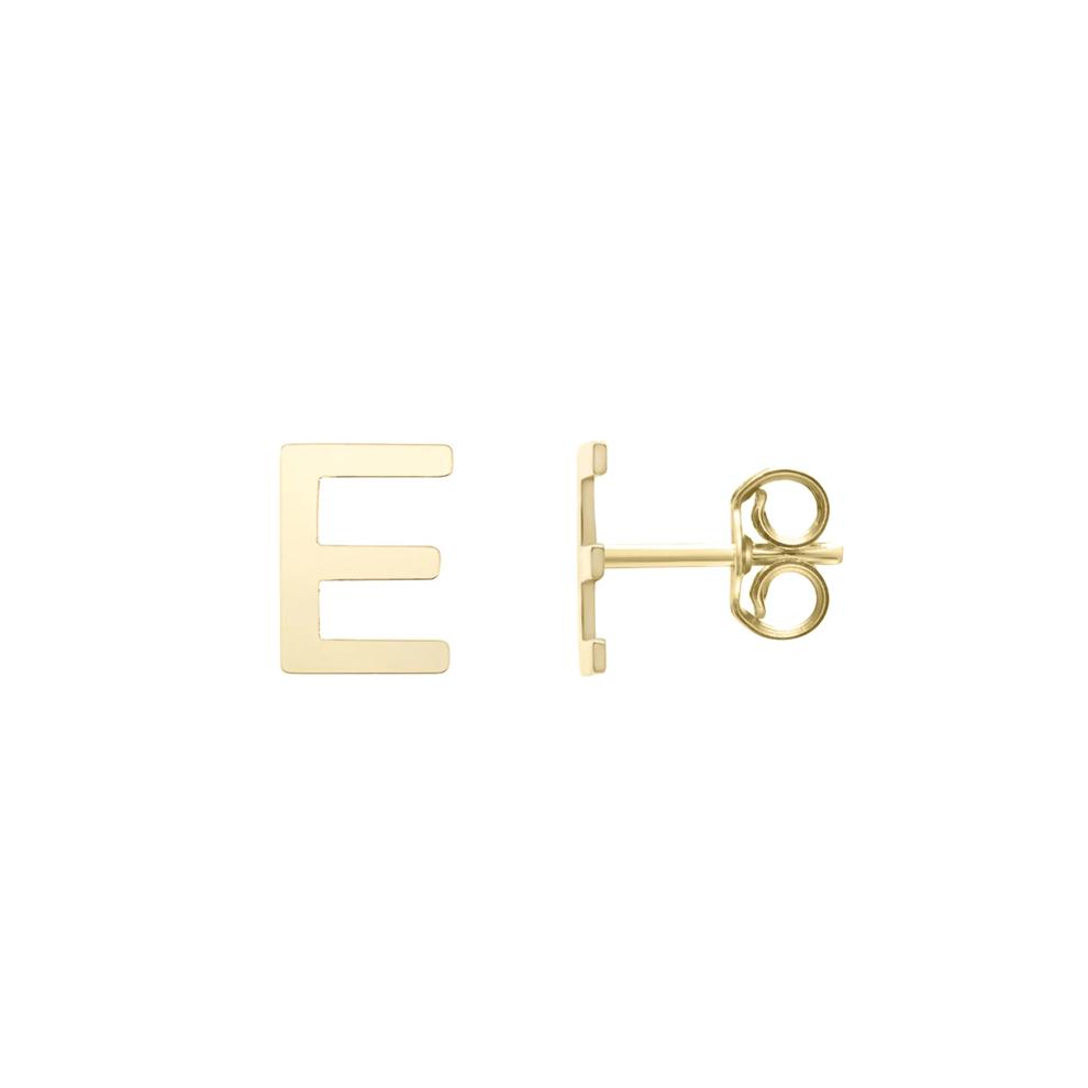 Initial Stud Earrings Letter &ldquo;E&rdquo; in 14K Yellow Gold – Image 1 of 1