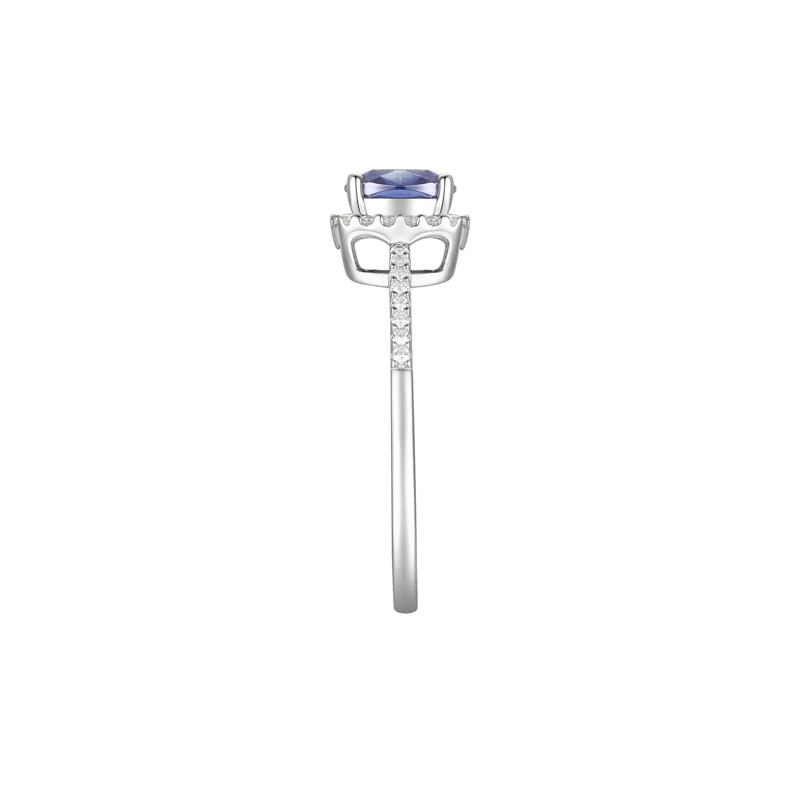 Cushion-Cut Tanzanite &amp; Diamond Ring in 14K White Gold &#40;1/8 ct. tw.&#41; – Image 3 of 3