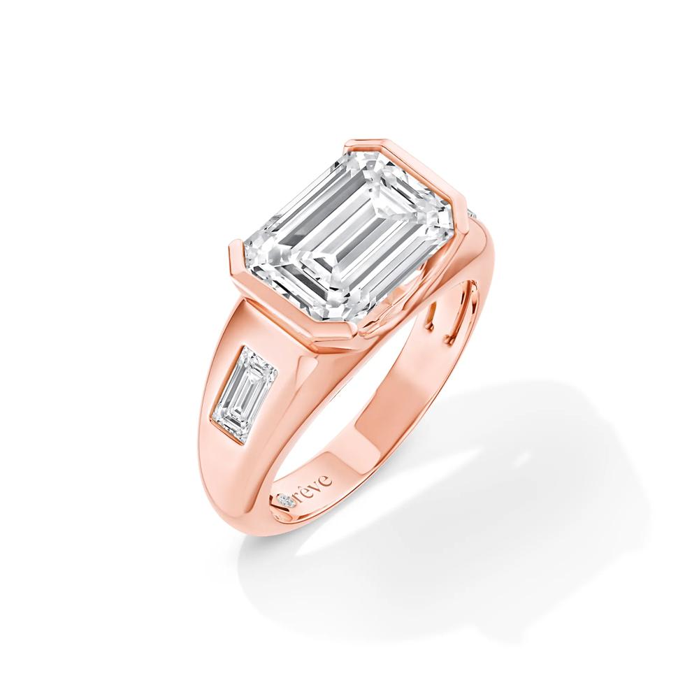 Lennox Lab Grown Diamond Emerald-Cut Center in 14K Rose Gold (3 3/8 ct. tw.) – Image 4 of 4