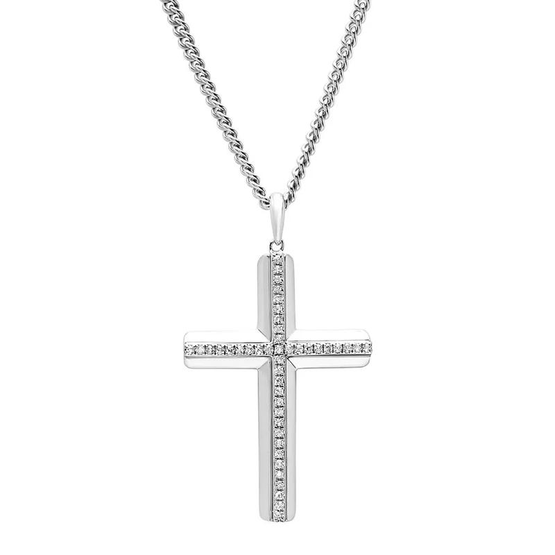 1/4 ct. tw. diamond cross pendant in sterling silver – Image 1 of 3