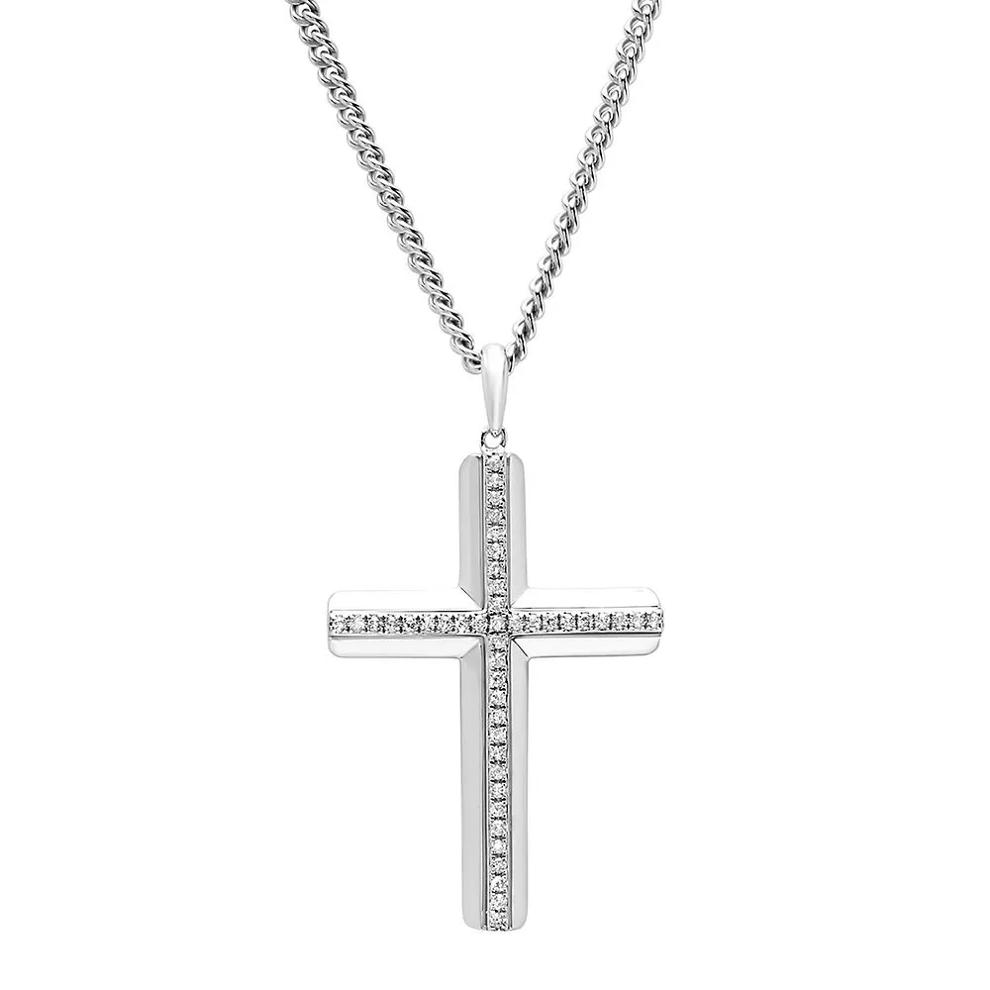 1/4 ct. tw. diamond cross pendant in sterling silver – Image 1 of 5