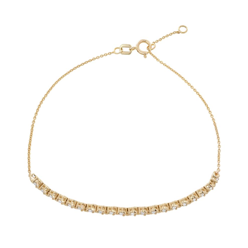 Diamond Adjustable Cable Chain Bracelet in 10K Yellow Gold, 7.25" (1/4 ct. tw.) – Image 2 of 2