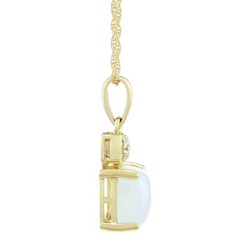 Moonstone &amp; Diamond Accent Pendant Necklace in 10K Yellow Gold – Image 2 of 3