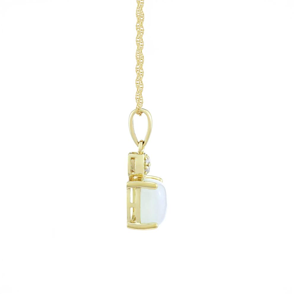 Moonstone &amp; Diamond Accent Pendant Necklace in 10K Yellow Gold – Image 2 of 3