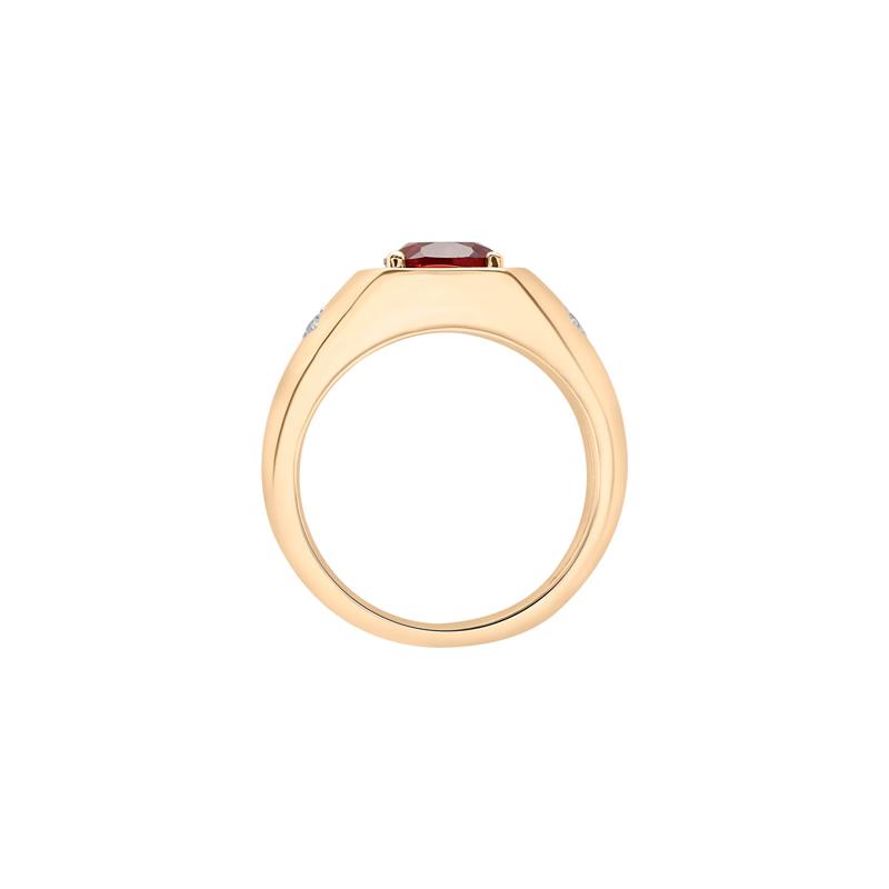 Men&#39;s Garnet and Diamond Accent Starburst Ring in 10K Yellow Gold – Image 2 of 5