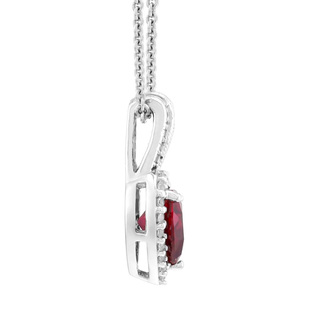 Lab-Created Ruby &amp; Lab-Created White Sapphire Heart Pendant Necklace in Sterling Silver – Image 2 of 3