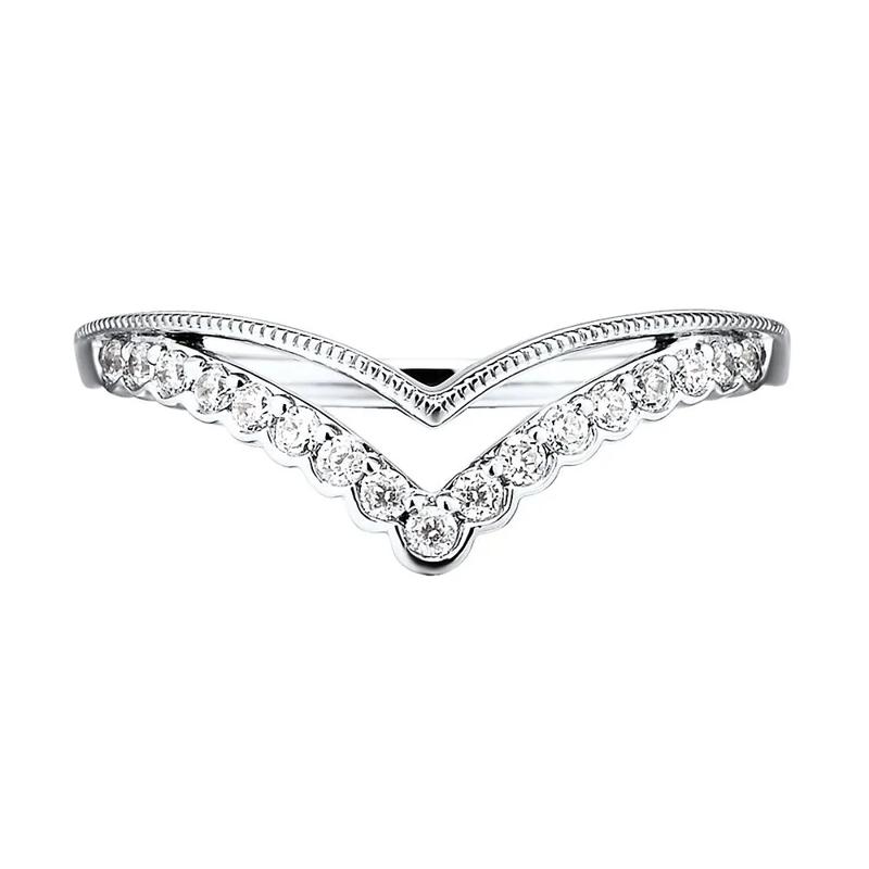 1/5 ct. tw. Diamond Contour Band in 14K White Gold – Image 1 of 2