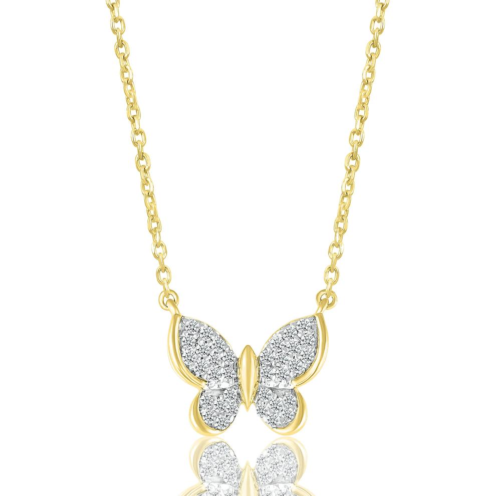 Diamond Butterfly Pendant in 10K Yellow Gold (1/7 ct. tw.) – Image 1 of 3