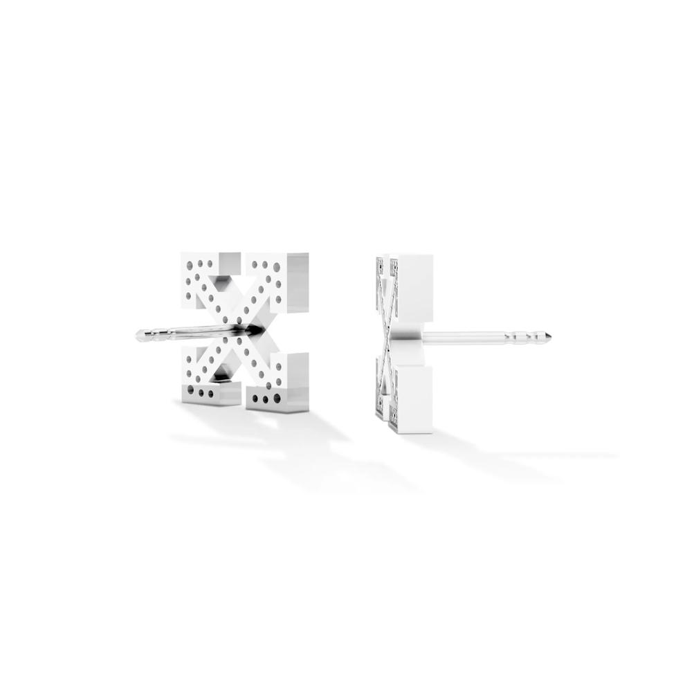 Men's Black Lab Grown Diamond Arrow Design Earrings Stud in Sterling Silver (1/2 ct. tw.) – Image 2 of 2
