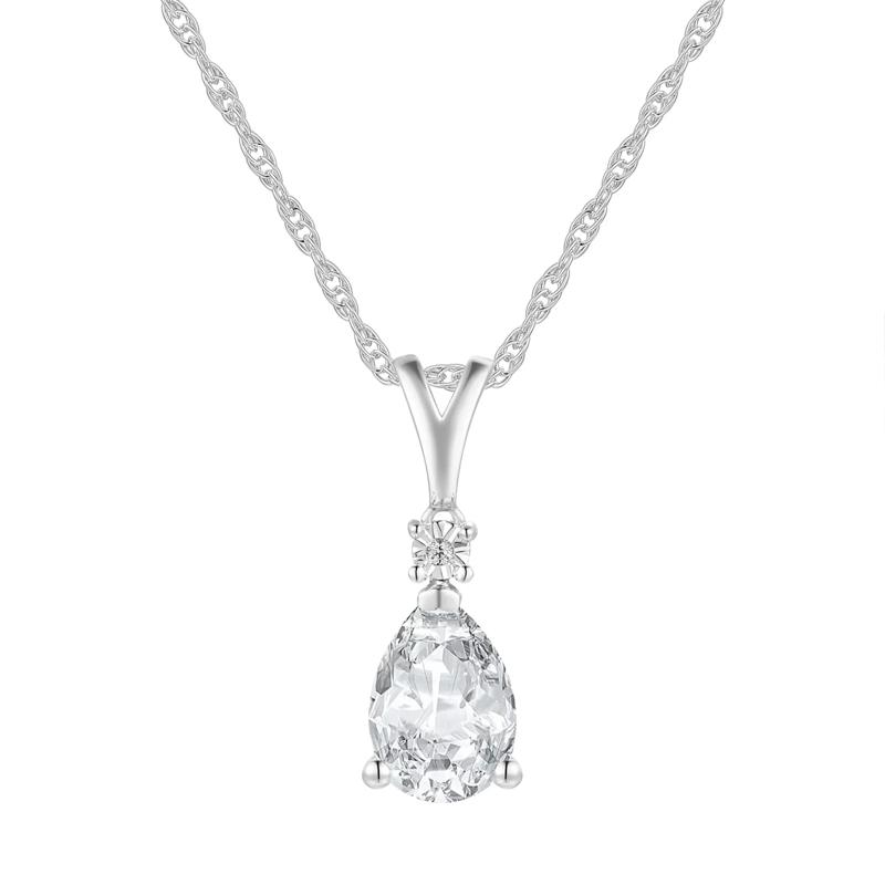 Lab-Created White Sapphire &amp; Diamond Accent Pendant &amp; Earrings Boxed Set in 10K White Gold – Image 2 of 5