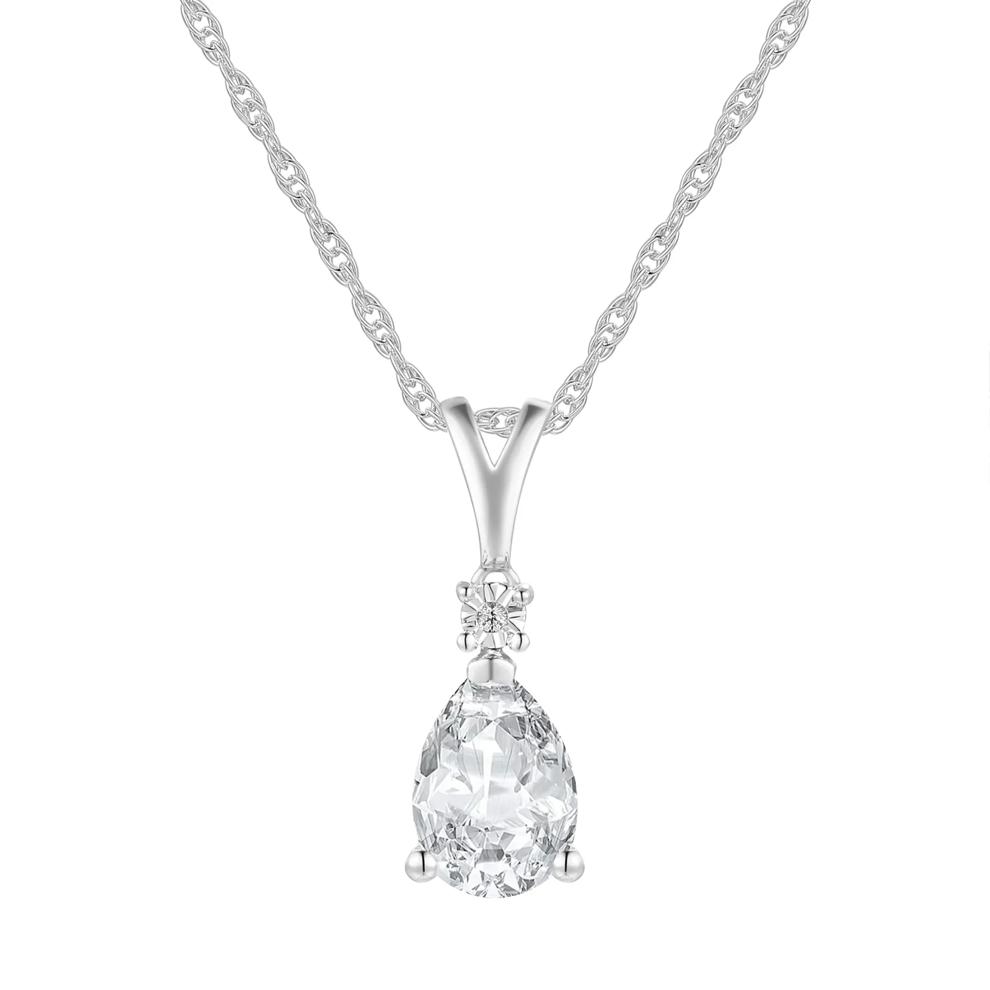 Lab-Created White Sapphire &amp; Diamond Accent Pendant &amp; Earrings Boxed Set in 10K White Gold – Image 2 of 5