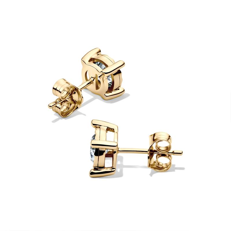 Lab Grown Diamond Round Illusion Stud Earrings in 10K Yellow Gold &#40;3/4 ct. tw.&#41; – Image 2 of 3