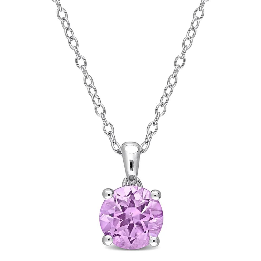 Amethyst Solitaire Pendant in Sterling Silver  – Image 1 of 4