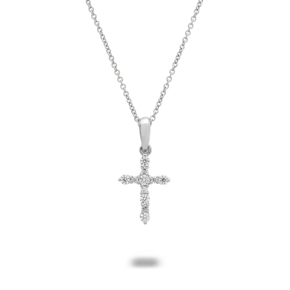 Diamond Cross Pendant Necklace in Sterling Silver (1/4 ct. tw.) – Image 1 of 4