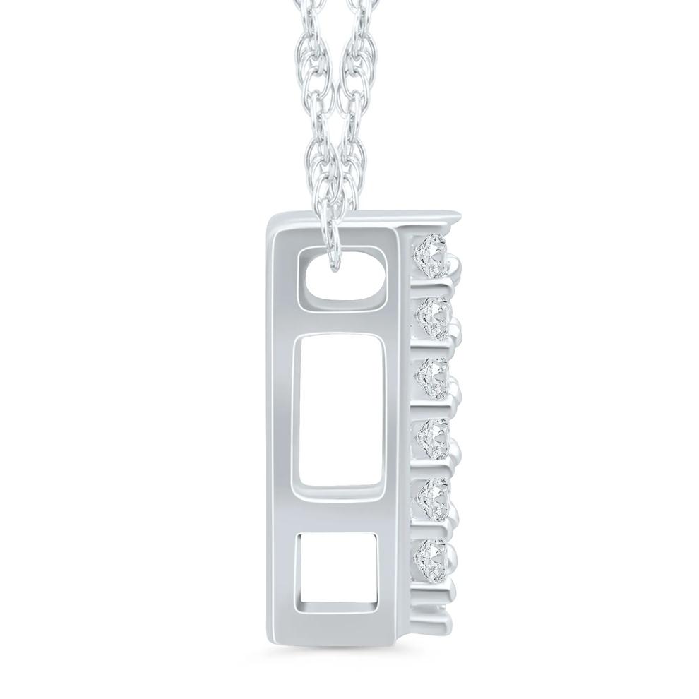 Diamond Accent Initial V Pendant in 10K White Gold – Image 2 of 3