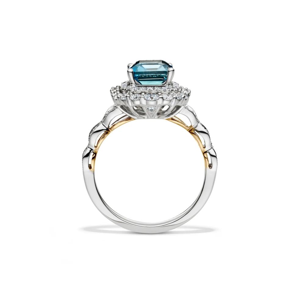 Olivia London Blue Topaz &amp; Diamond Engagement Ring in 14K white gold (7/8 ct. tw.)  – Image 2 of 4